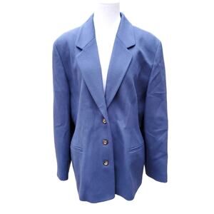Laura Ashley Plain Baronial Blue Wool Blazer Jacket England NWT Sz 14